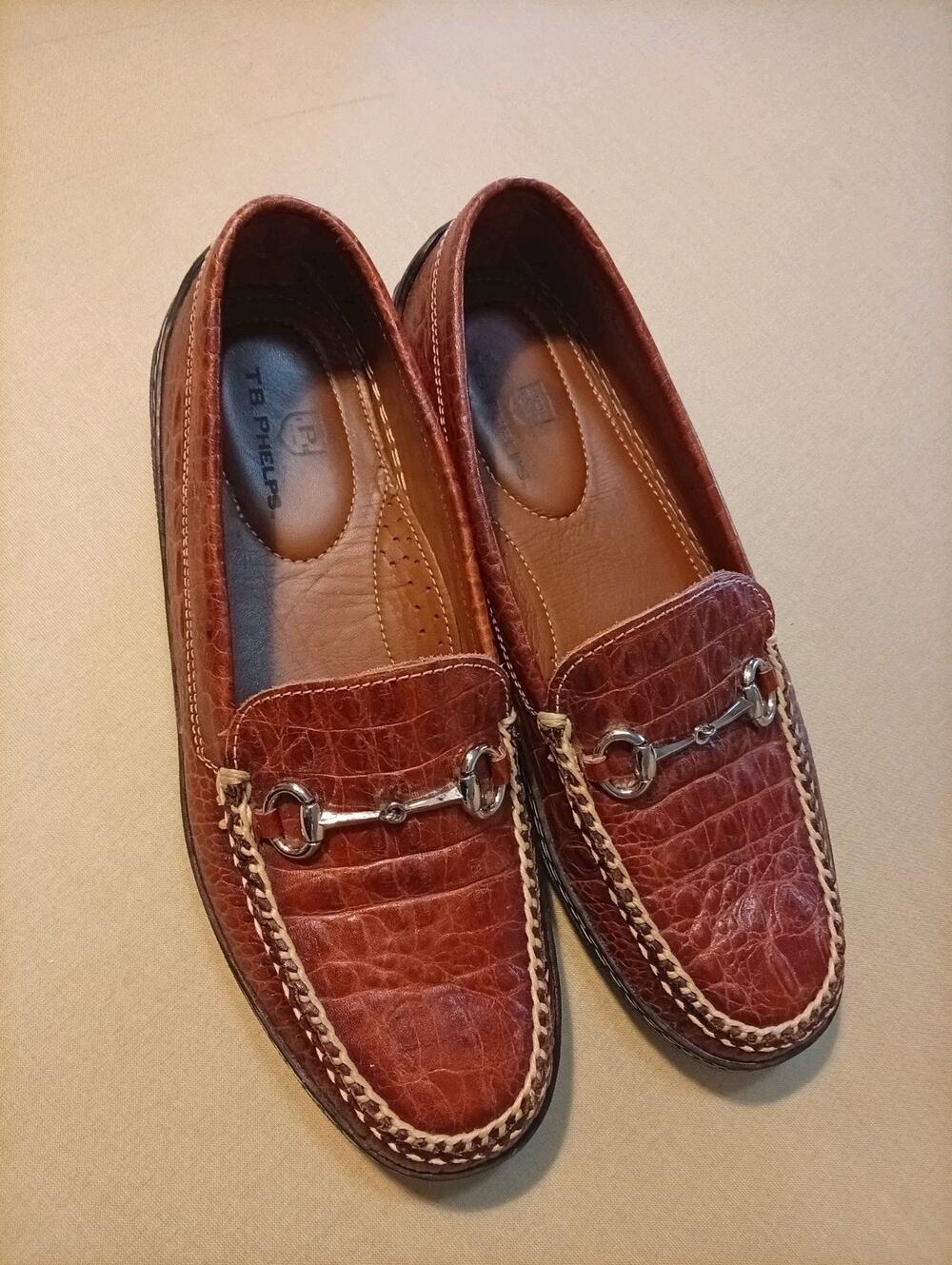 T.B. Phelps Men's Shoes 9M Croc Driving Loafers Leather Hornback